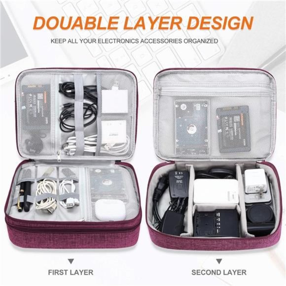 Electronic Bag Accessories Bag Waterproof Double Layer Portable Storage Case - Picture 5 of 6